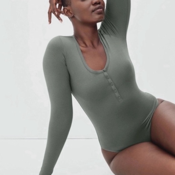 Everlane Tops - Everlane Olive Henley Long-Sleeve Bodysuit